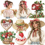 Strawberry Field Girl Sticker Scrapbooking Stickers Hand Account Sticker Junk Journal Supplies Photo Album Journal Sticker Stati