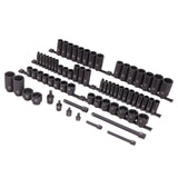 SUNEX 1068 3/8 & 1/2 Drive SAE & Metric 6 Point Standard & Deep Master Impact Socket Set, 68-Piece