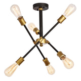Elegant Lighting Axel Collection 6 Light Flushmount In Black And Brass Finish - 17.1D X 16.6H