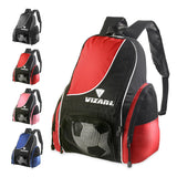Vizari Solano Soccer Backpack With Ball Compartment and Vented Ball Pocket and Mesh Side Cargo Pockets for Adults and Teens