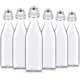 Bormioli Rocco Giara Swing Top Bottles 33 A Ounce1 Liter (6 Pack) Round Clear Glass Grolsch Flip Top Bottle With Stopper
