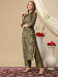Gosriki Women'S Cotton Blend Straight Printed Kurta With Pant (Bbcom Green-Nj-Gs_Xl_Green_X-Large),Green,,B0D2NDT3FG