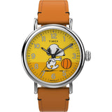 Timex Mens Standard 40mm Watch - Brown Strap Yellow Dial Silver-Tone Case