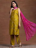 Libas Women'S Silk Blend Kurta Set (35693R_Mustard Mustard Xl