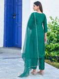 Sanisa Women'S Art Silk Sequence Embroidery Work Straight Kurta With Pant And Dupatta Set(143Kbd1552N-L_Teal Green6)