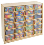 Childcraft Mobile Cubby Unit, 24 Clear Trays, 50 X 16-3/4 X 42 Inches