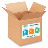 IDL Small Cube Moving & Shipping Boxes - 8 x 8 x 8 inches (5-Pack) - Extra Strength 200 lb Corrugated Packing Boxes