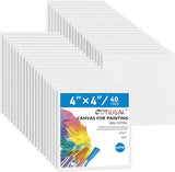GOTIDEAL 40pcs 4x4 inch White Canvas Panels for Acrylic Painting, Primed Cotton Canvas Boards