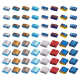 Pandahall 160Pcs Flat Square Rectangle 2-Hole Tila Beads - 8 Colors Electroplate Glass Seed Spacer for Friendship Bracelet Neckl
