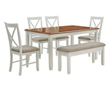 L. Powell Acquisition Corp. Jane 6 Piece Dining Set Vanilla White/Honey Brown