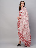 Anni Designer Women'S Cotton Blend Staright Printed Kurta With Pant & Dupatta (Vedavati Red_Xxl_Red_Xx-Large),Red,2XL,Cotton Blend,Regular,Dupatta