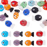 FASHEWELRY 16Pcs Glass Lampwork Fish Beads 4 Colors 3D Cartoon Glass Fishing Bead Cute Ocean Sea Fish Spacer Beads for DIY Brace