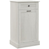 HOMCOM Kitchen Tilt Out Trash Bin Cabinet Free Standing Recycling Cabinet Trash Can Holder with Drawer, Light Gray