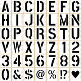 6 Inch 42 Pcs Reusable Letter Number Symbol Stencils, Plastic Painting Templates for Wood Wall Fabric Rock Chalkboard Signage Sc