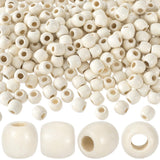 HINZIC 300pcs Beige Wooden Beads, 11x12mm Large Hole Macrame Bead, Natural Wood Hair Bead, Round Loose Spacer Beads for Making H