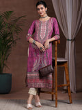 Libas Women'S Crepe Paisley Straight Kurta (292610R Mauve Mauve Xs