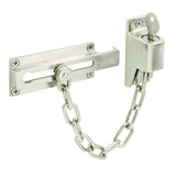 PrimeLine U 11093 Keyed Chain Door Guard, 31/4 In., Steel and Diecast Construction, Satin Nickel Plated Finish (Single Pack)