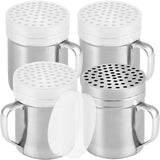 CUSINIUM 10oz Metal Parmesan Cheese Shakers with Large Holes - With Handle - Chili Flakes Dispensers - Pizza Shakers - Pack of 4