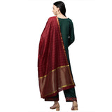 Anni Designer Women'S Cotton Straight Kurta With Palazzo & Dupatta (Morning Green_L_Green_Large),Green,L,Cotton,Straight,