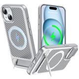 ZHOGTNEG for Magnetic Heat Dissipatio case for iPhone 15, for MagSafe, Cooling Drop Protection, Adjustable Kickstand case, Ice A