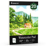 Koncci Watercolor Paper A4, Cold Press Water Color Paper Pad, 140lb/300gsm, Glue Bound, Painting Drawing Paper Book, Acid-Free W
