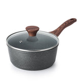 SENSARTE Nonstick Saucepan with Lid, 2.5 Quarts Medium Pot with Swiss Granite Coating, Stay-cool Handle, Sauce Pan Small Kitchen