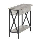 Convenience Concepts Tucson Electric Flip Top End Table, Faux Birch, Barnwood/Black, Model:161859C1
