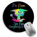 Color Cat Mouse Pad, Funny Small Round Mouse Pads for Desk, Mini Travel Mousepad for Work Wireless Computer Laptop, Office Desk