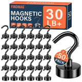 FINDMAG Black Magnetic Hooks 30 lbs Strong Neodymium Magnet Hooks for Hanging, Magnet with Hook for Cruise, Grill, Fridge, Pack