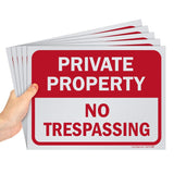 SmartSign Private Property No Trespassing Sign, 9 x 12 Polystyrene Plastic (Pack of 5) Screen Printed, 10 mil Polystyrene Plasti