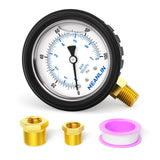 MEANLIN MEASURE 0~100Psi Stainless Steel 1/4 NPT 2.5 FACE DIAL Liquid Filled Pressure Gauge, Lower Mount (with Rubber Protective