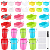 64 Pieces Pegboard Bins Pegboard Cups with Hooks and Loops Peg Hooks Assortment Organizer Accessory for Organizing Accessories T