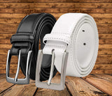 Men Casual Black, White Artificial Leather Belt ()_292