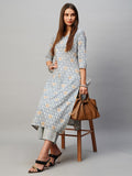 Anni Designer Women'S Cotton Blend Straight Printed Kurta With Pant (Pat 11 Blue-Nw_Xxl_Blue_Xx-Large),Blue,2XL,,,