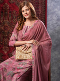 Anni Designer Women'S Rayon Blend Printed Straight Kurta With Pant & Dupatta (Vice Peach-Vks02_Xl_Peach_X-Large),Peach,XL,,,