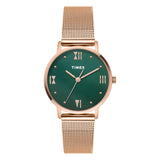 Timex Analog Watch For Women With Green Round Dial & Rose Gold Stainless Steel Bracelet Band Water Resistant Women'S Wrist Watch