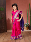 Aarika Girls Ethnic Wear Rani Colour Kalyani Silk Saree (3-9 Years) Rani-5-6 Years 5 Years-6 Years