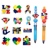 Papacharms 12Pcs Silicone Focal Beads for Pens, Autism Friendly Beadable Pen Supplies Focals Bead for Keychain Making Necklace B