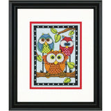 Dimensions 7065159 Owl Trio Counted Cross Stitch Kit, 5 x 7, Blue
