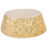 TomteNisse Foldable Gold Christmas Tree Ring, 31.5 Inch Sequin Base Cover for Artificial Trees, Holiday Decor