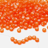 LAIDANLA 1500PCS Acrylic Letter Beads Alphabet White Letters Orange Transparent Round Bead 7 4mm for Jewelry Bracelets Necklace