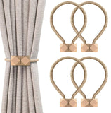 INOVERA (LABEL) 4 Pieces Magnetic Windows Curtain Tiebacks Decorative Curtains Holders Rope Holdbacks Drapery Binding Tie Bac