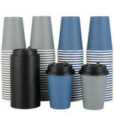 LITOPAK 100 Pack 12 oz Paper Coffee Cups, Disposable Coffee Cups with Lids, Drinking Cups for Coffee, Water, Juice, or Tea. Hot