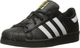 adidas Originals unisex child Superstar Sneaker, Black/White/Black, 2 Little Kid US