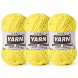 3 Pack Yellow Fluffy Chunky Chenille Crochet Yarn, Baby Yarn for Crocheting Soft Blanket, Bulky Velvet Yarn (100g/54.8yds Each),