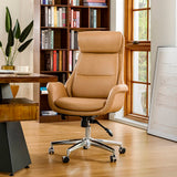 Glitzhome Modern Executive Office Chair, High Back PU Leather Ergonomic Computer Desk Chair, Adjustable Height Swivel Office Tas