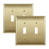 ENERLITES Double Toggle Light Switch Metal Cover Plate, Stainless Steel Wall Plate, Corrosion Resistant, Standard Size 2-Gang 4.