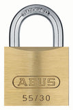 ABUS 55/30 Small Solid Brass Padlock with 2 Keys for School, Gym, Cabinet 1 9/64in (30mm) Wide, Keyed Alike