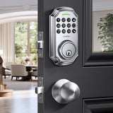 LNDU Keyless Entry Door Lock Deadbolt with Handle Set: 100 Code Front, Keypad with Handle, Electronic Keypad Deadbolt with 2 Kno