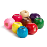 600 Round Painted Multicolor Barrel Wood Beads 12mm x 11mm Diameter 4mm Large Hole